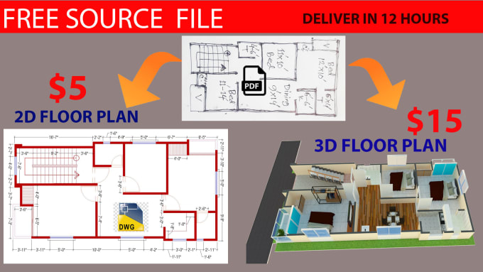 Architect, draftsman for house plans, 2d floor plan blueprints | 2D Drawings & Floor Plans | Architectural 2D Floor Plan with AutoCAD by Azadservice